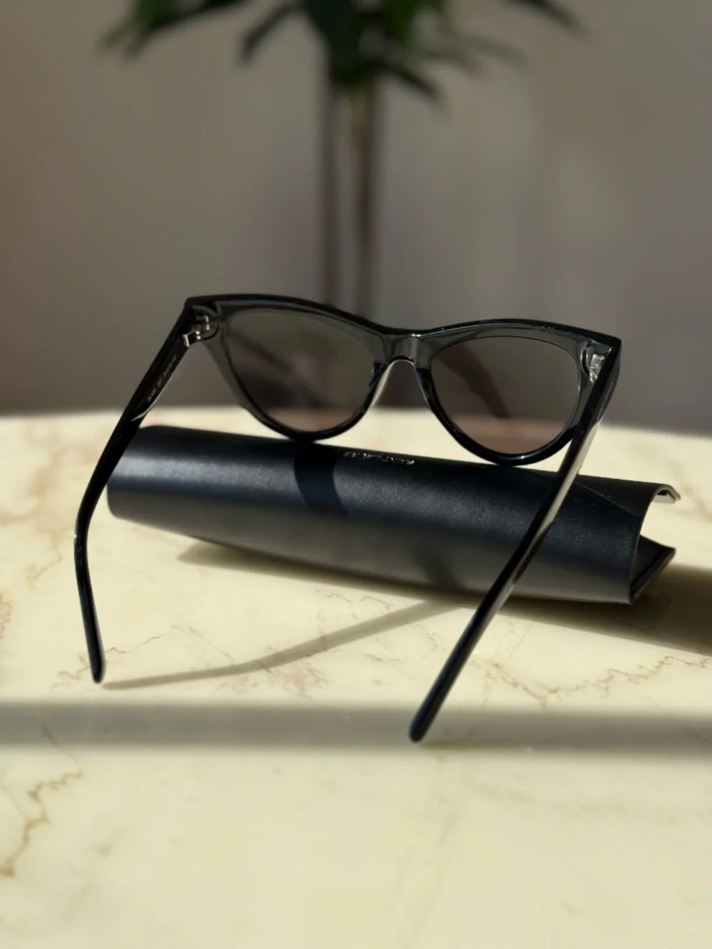 NEW Saint Laurent Black Cat-Eye Sunglasses - Picture 5 of 6